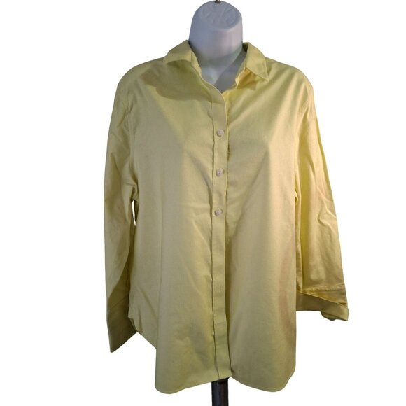 Chico's Button-Up No-Iron Chic Stretch Shirt Womens Size 3 XL Yellow - Picture 1 of 7